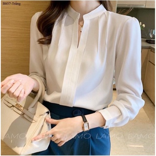 Áo sơ mi công sở nữ lụa hawai - b857
