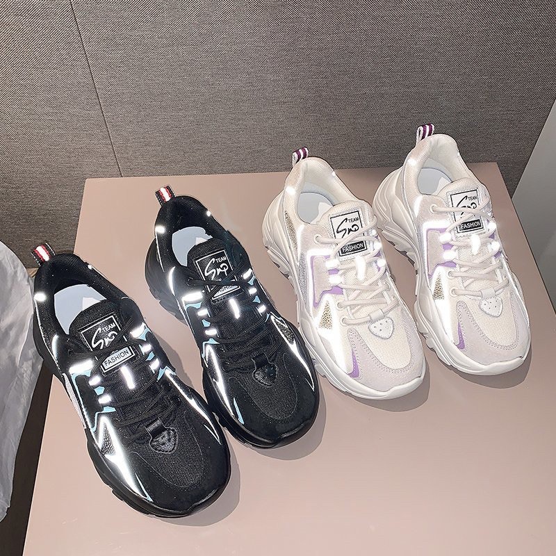 Giày nữ,giày thể thao độn đế kiểu dáng thời trang viền nhũ lấp lánh siêu đẹp | BigBuy360 - bigbuy360.vn