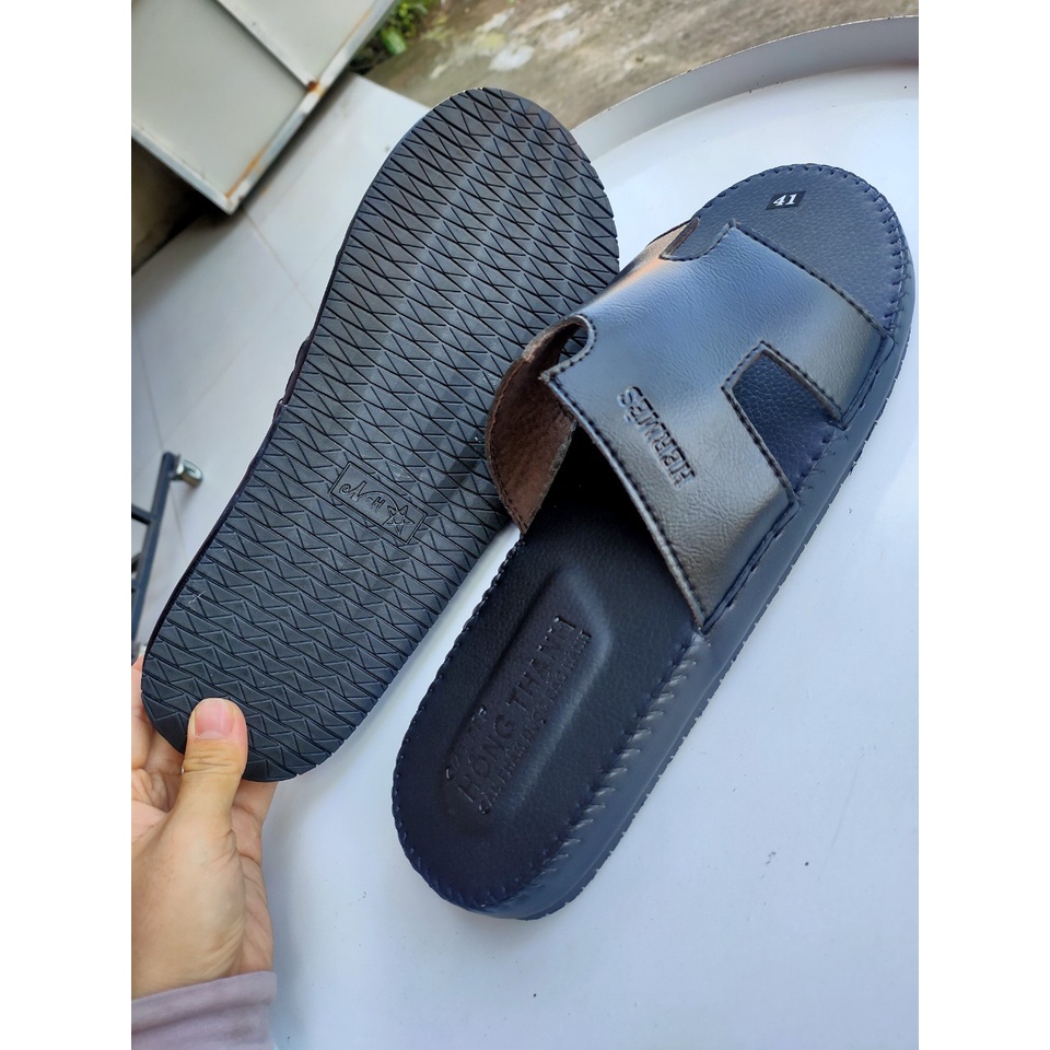 Dép Da Nam Cao Cấp Dép Nam Chữ H Da Bò Đế Caosu Cao Cấp Hồng Thạnh