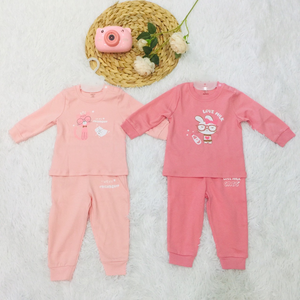Bộ quần áo dài tay thu đông cho bé trai bé gái Dokma sale size 6M-36M DB910 Lamiha