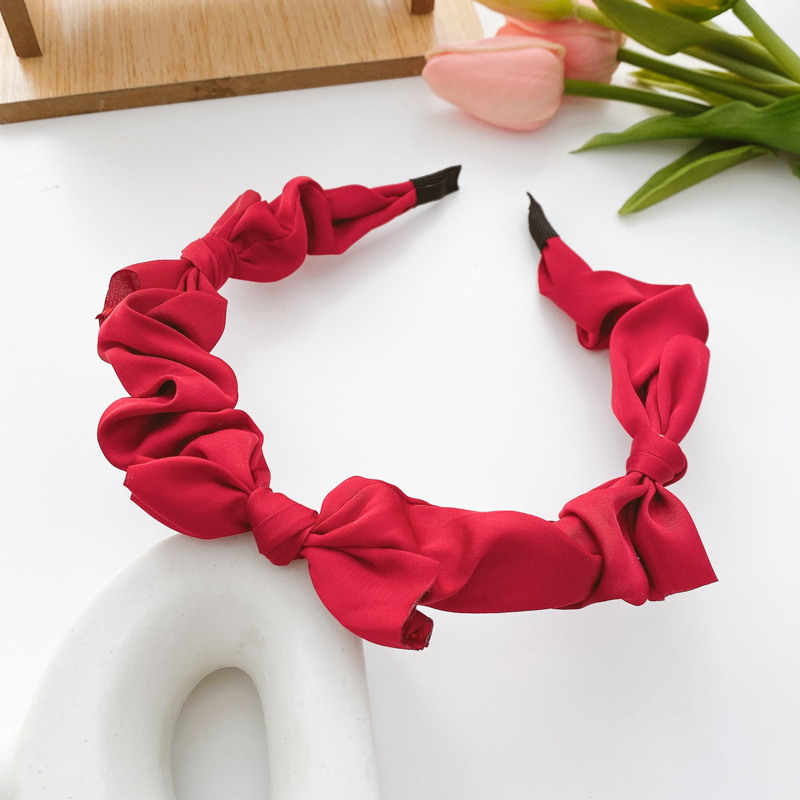 Summer Headband Satin Folds Bow Headband Female Hairpin