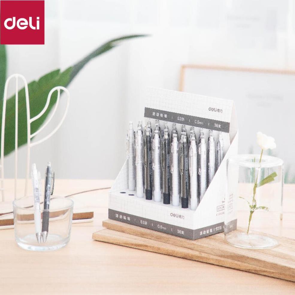 Bút chì kim học sinh Deli - ngòi 0.5mm/0.7mm - Màu đen/trắng - S391 / S392 [Deli]