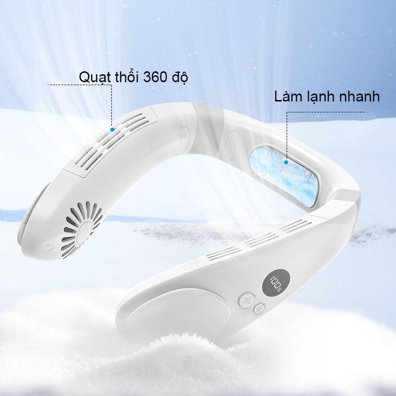 Quạt đeo cổ mini hình chữ u không cánh thổi 360 độ nhỏ gọn có thể mang theo mọi nơi