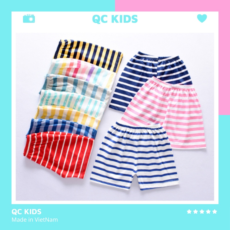 Quần chục bé trai bé gái QC-KIDS, quần đùi cho bé chất cotton mẫu kẻ 6-18kg