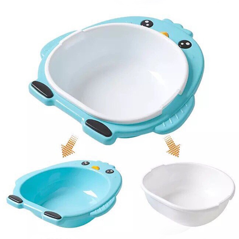 Chậu rửa mặt 2in1 hình chim cánh cụt Cute cho bé trai, bé gái