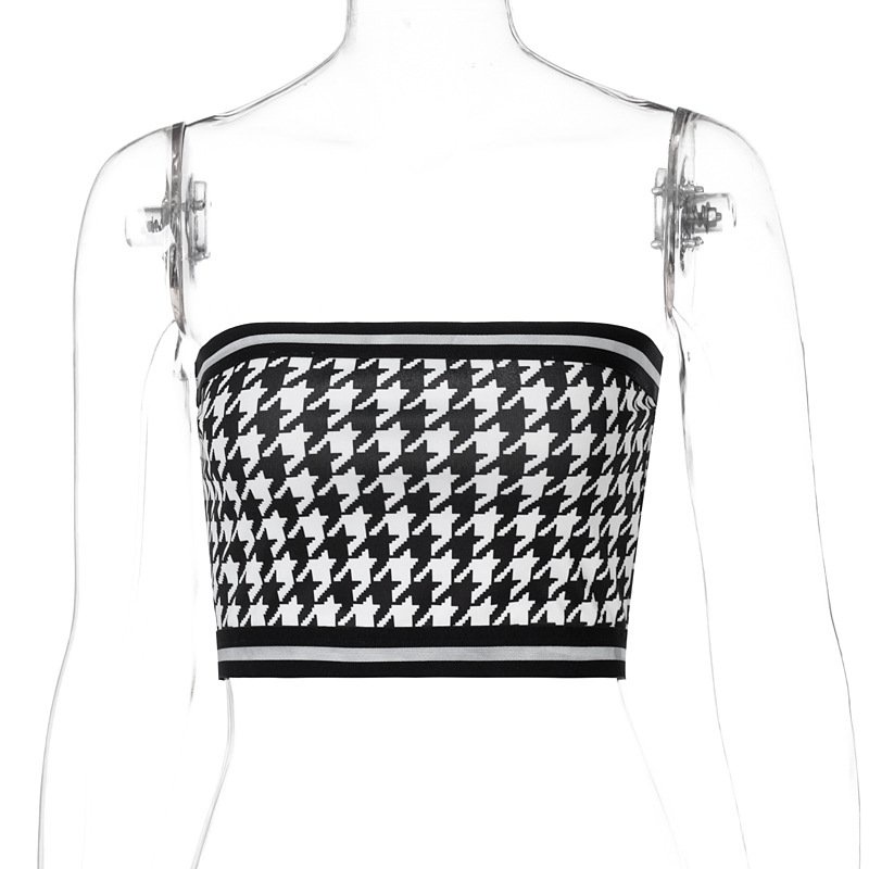 Thời Trang Áo Croptop Trễ Vai In Họa Tiết Ca Rô Xinh Xắn Dành Cho Nữ | BigBuy360 - bigbuy360.vn