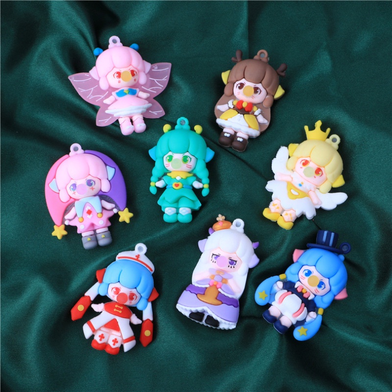 Set 2 móc khóa hình búp bê bằng cao su mềm dễ thương