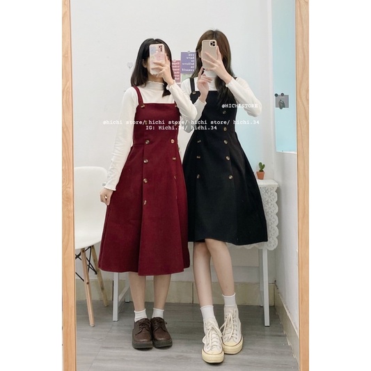 set váy yếm dài vintage ẢNH THẬT VIDEO hichi | BigBuy360 - bigbuy360.vn