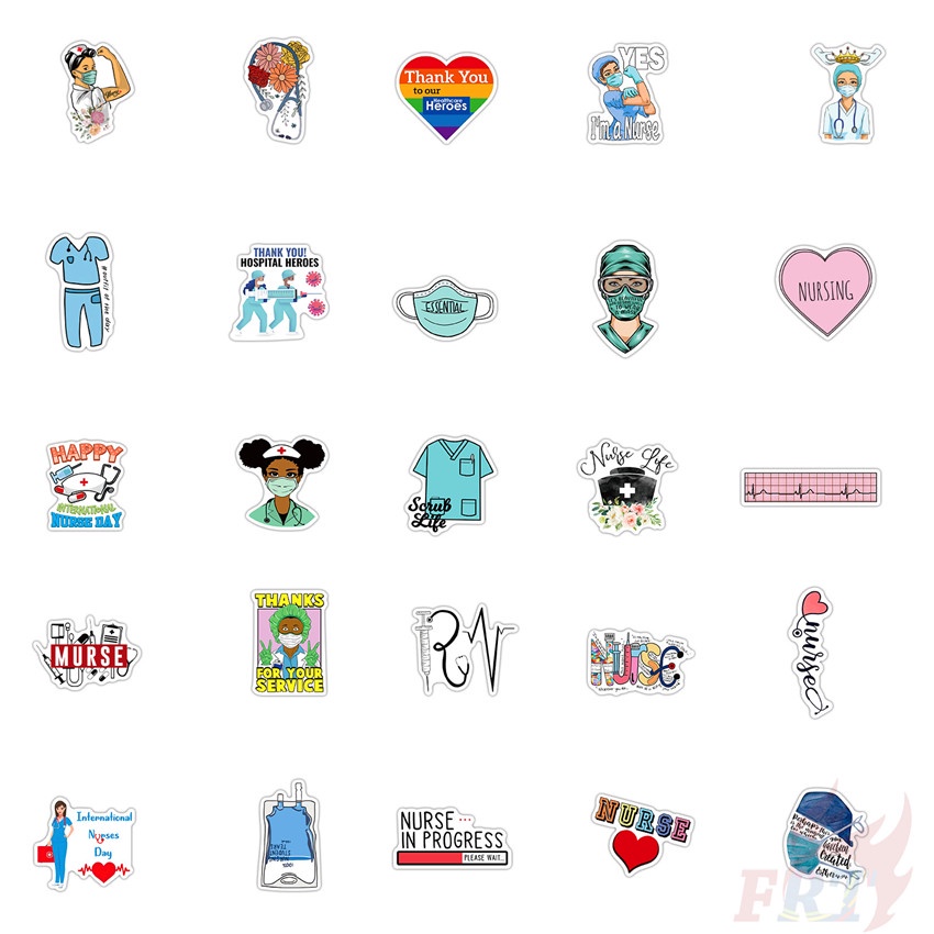 Bộ 100 Cái/Bộ ❉ Miếng Dán Chủ Đề Y Tá Quốc Tế Độc Đáo ❉ Sticker Dán Tường Chống Thấm Nước Thời Trang