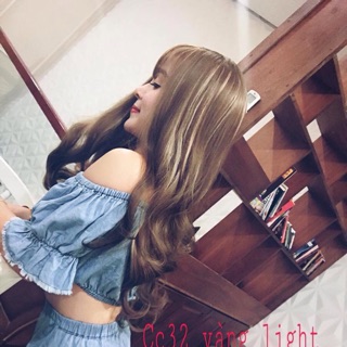 Tóc giả nguyên đầu hạt dẻ line bạch kim cực cá tính nhé