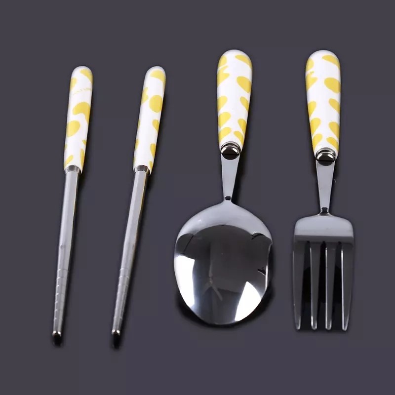 Bộ 3 Chiếc Thiết Kế Bò Đáng Yêu Tay Cầm Bằng Gốm Đồ Ăn Bằng Thép Không Gỉ Và Hộp Lưu Trữ Học Sinh Bé Trai Bé G