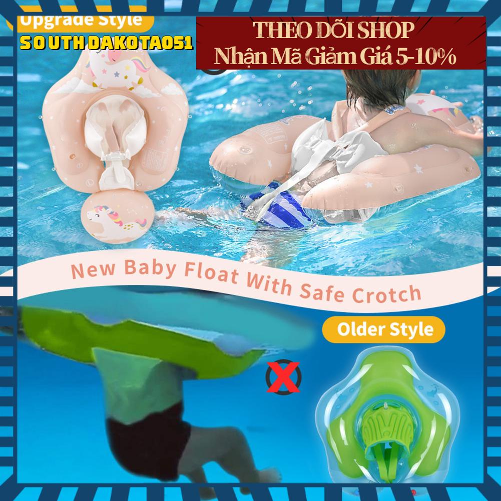 [Hàng Sẵn] Phao bơi có mái che cho Bé chống lật chống nắng Vòng tròn Màu hồng Little Horse【Southdakota051】