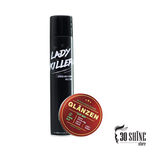 Bộ Gôm xịt tóc Lady Killer và Sáp Vuốt Tóc Glanzen 60g