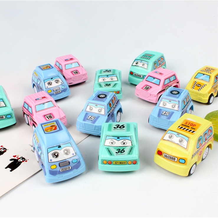 Túi 6 xe các loại chạy dây cót dễ thương đồ chơi trẻ em