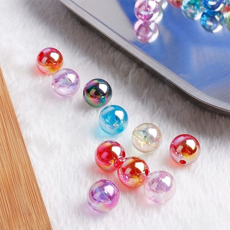 50/100/200 Hạt Nhựa Tròn Nhỏ Trong Suốt Kích Thước 6/8/10MM Dùng Làm Trang Sức Thủ Công