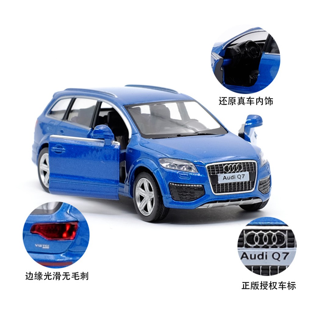 Yufeng RMZ AUDI Q7 Xe địa hình Hợp kim được ủy quyền Mẫu xe 1: 36 Kéo lại Cửa mở Bé trai Trẻ em Đồ chơi hợp kim Bộ sưu tập trang trí xe hơi Đồ trang trí