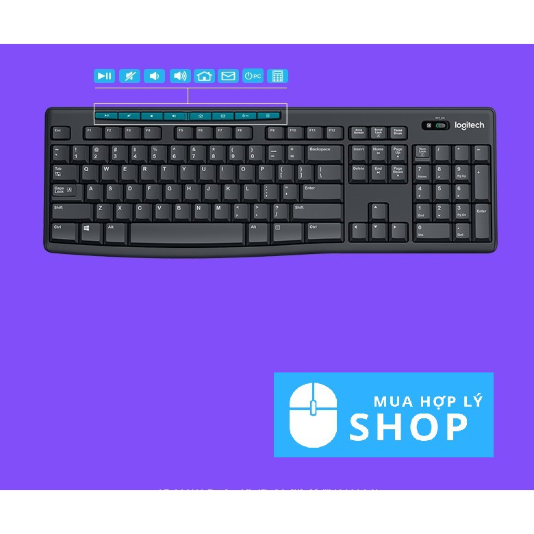 [CHÍNH HÃNG LOGITECH] Bộ Bàn Phím và Chuột Không Dây Logitech MK275, Combo Giá Rẻ, Tặng Kèm Pin - Hàng Nhập Khẩu