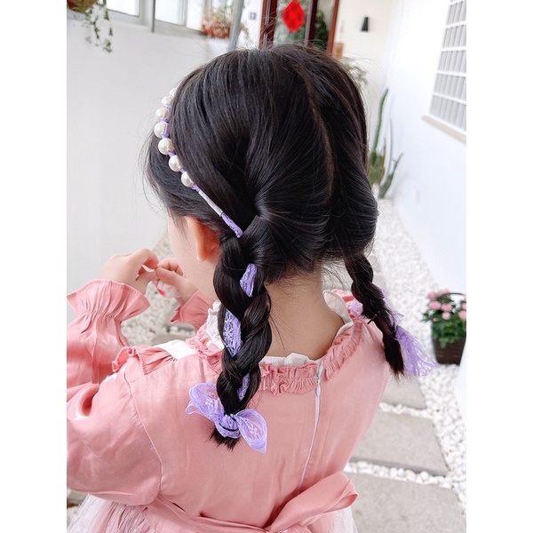 Bờm băng đô cho trẻ em, phụ kiện tóc bằng ren Hàn Quốc xinh xắn cho bé gái