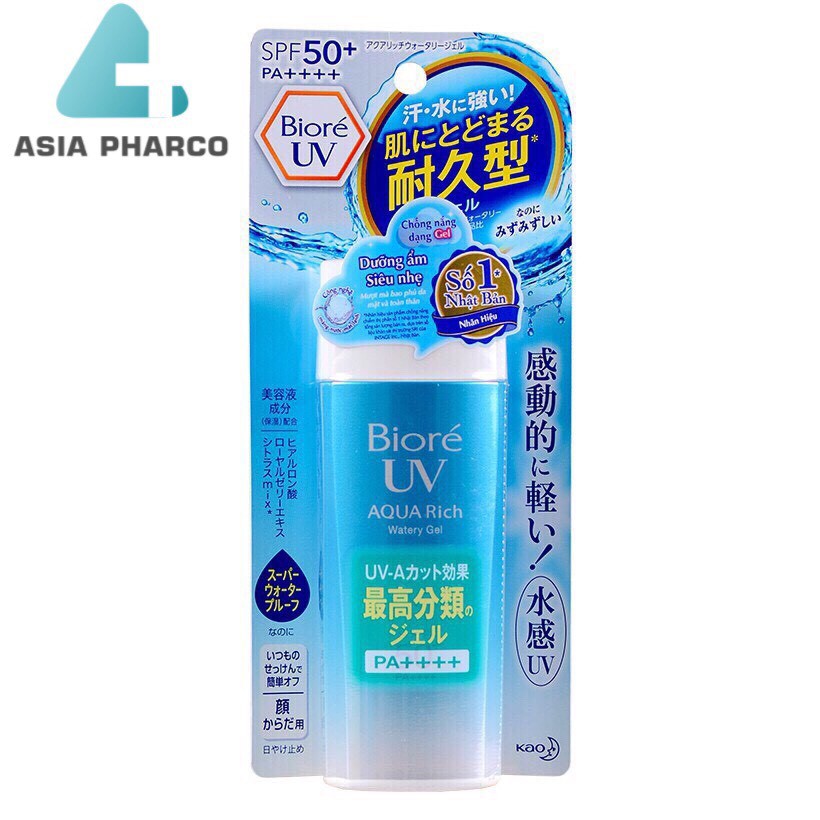 Gel Chống Nắng Màng Nước Biore UV Aqua Rich Water Gel SPF 50+/PA++++ Tuýp 90ml