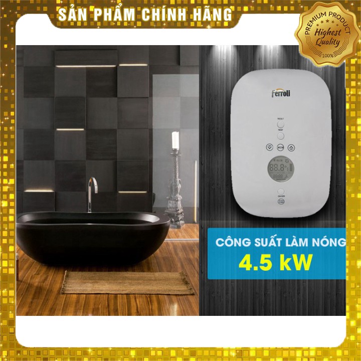 [CHÍNH HÃNG] Máy Nước Nóng Trực Tiếp Có Bơm Ferroli Divo SDP 4.5S (Điện tử)+Tặng 02 cao su non, 01 kép inox