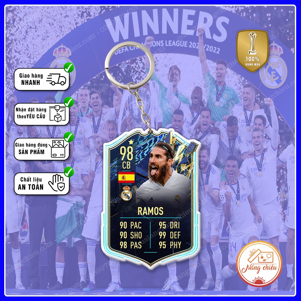 Móc Khóa Ramos, thẻ cầu thủ bóng đá - Thiết kế với mọi cầu thủ ☘️MÓC KHÓA THẺ CẦU THỦ☘️