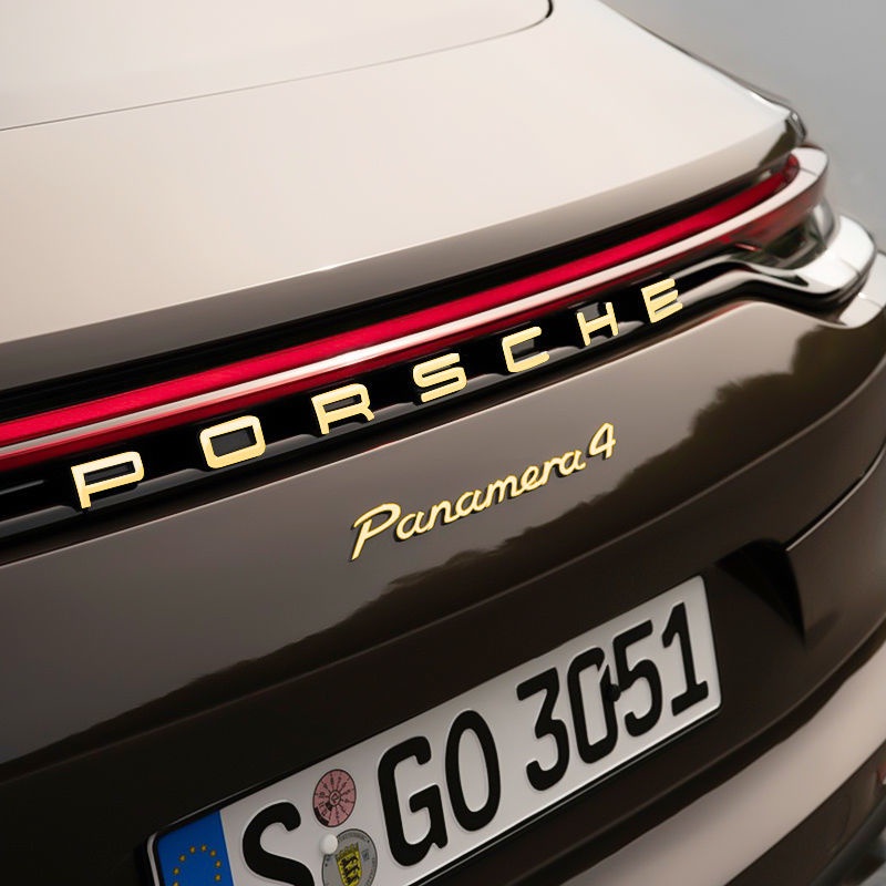 PORSCHE gold letter logo Carrera gts turbo macan Cayenne Cayman 718 Boxster 911 Panamera front and rear decals
