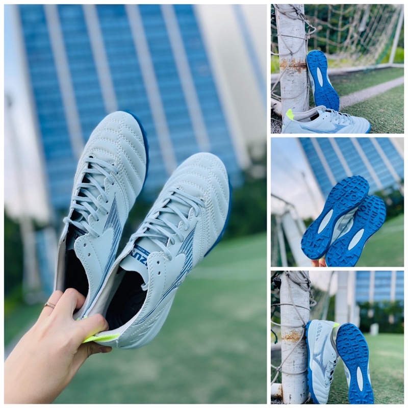 Giày đá bóng chuyên sân cỏ nhân tạo đinh TF mizuno Neo 3 màu trắng ghi