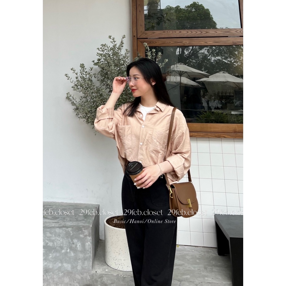 [Ảnh thật/Video] Áo sơ mi đũi nhiều màu túi 2 bên - 29feb.closet - A49