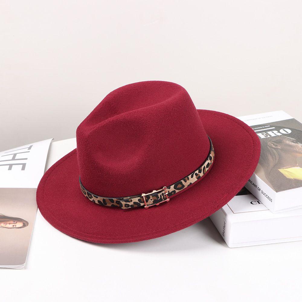 JUNE Mũ Rộng Vành Vải Nỉ Phối Khóa Cài Xinh Xắn Hợp Thời Trang Cho Bạn Gái