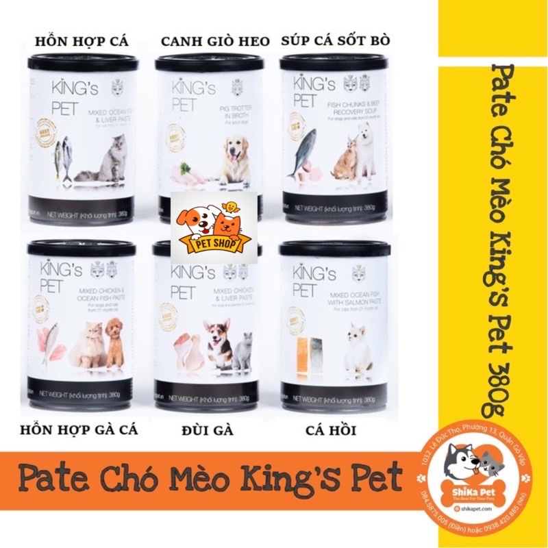 Pate Chó Mèo King's Pet Vị Gà/Cá/Giò Heo/Cá Hồi 380g