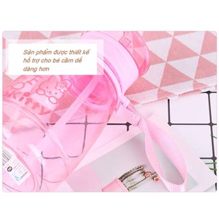 Bình nước Hello Kitty có ống hút