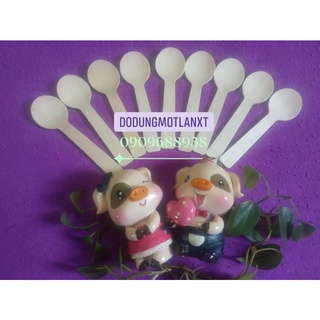 MUỖNG GỖ 10cm dùng 01 lần , muỗng ăn kem , cupcake (loại tròn)