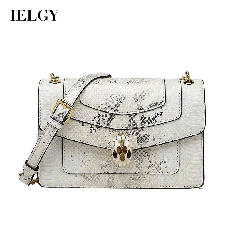 IELGY Niche Túi Xách Đeo Vai Họa Tiết Da Rắn Phối Dây Xích Chất Lượng Cao Cho Nữ