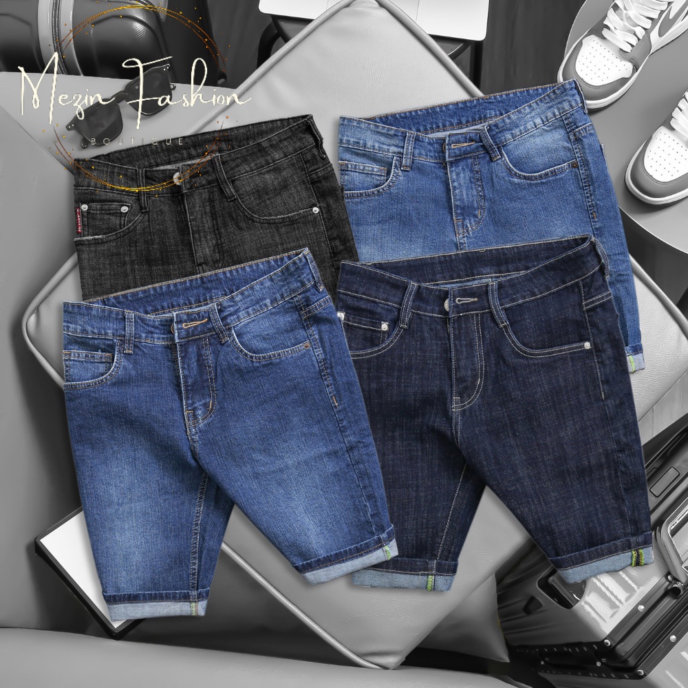 Quần Short Jean Nam Trơn Form Rộng - MeZin Fashion