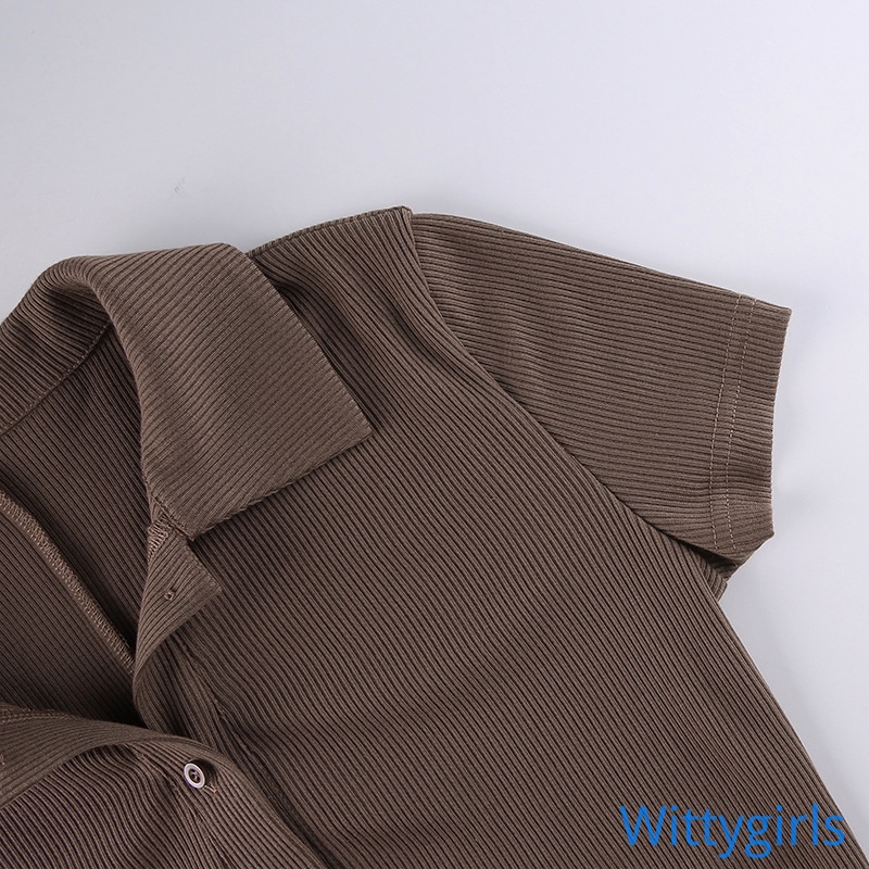 Bộ áo liền quần Wittygirls_shop cài nút trước màu sắc sáng tạo thời trang hè thu cho nữ