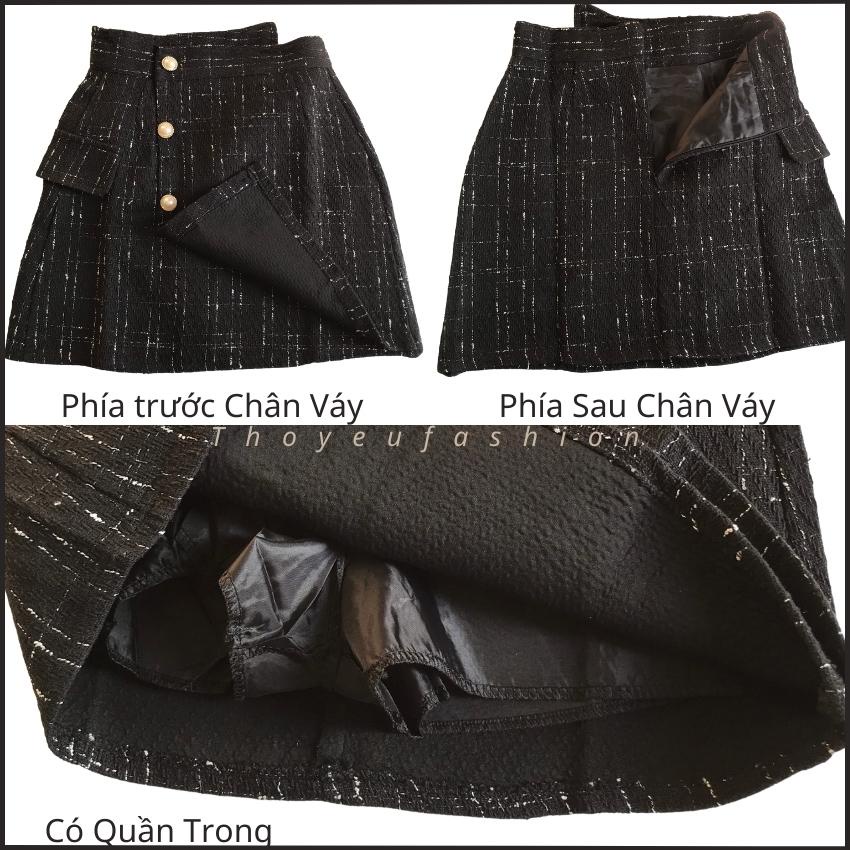 Chân Váy Dạ Tweed Cạp Lệch Dáng Chữ A Ngắn Có quần Lót Trong 3 Cúc Túi Nắp Thời Trang Nữ M353 | WebRaoVat - webraovat.net.vn