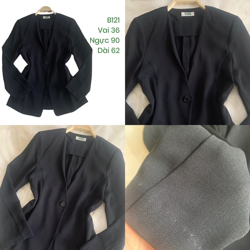 Áo khoác blazer B121 không cổ 2hand Hàn si (ảnh thật)
