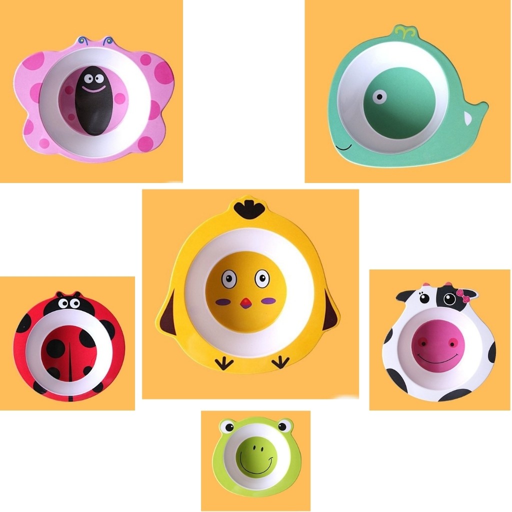 Bát ăn dặm cho bé, thìa ăn dặm sợi tre hình thú xinh xắn an toàn cho bé