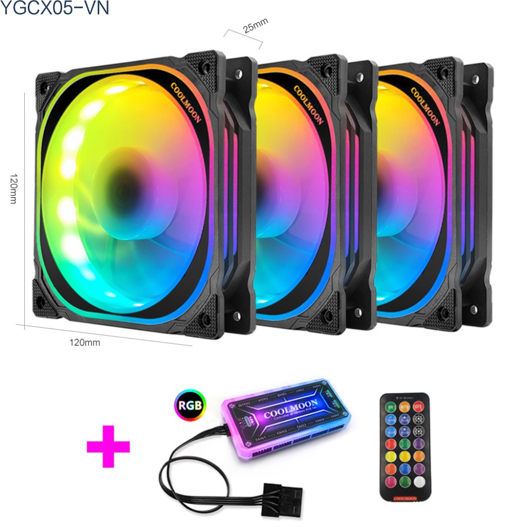 Quạt Tản Nhiệt Có Đèn Led 6 Pin Rgb Kèm Điều Khiển Từ Xa Cho Máy Tính Ốp | BigBuy360 - bigbuy360.vn