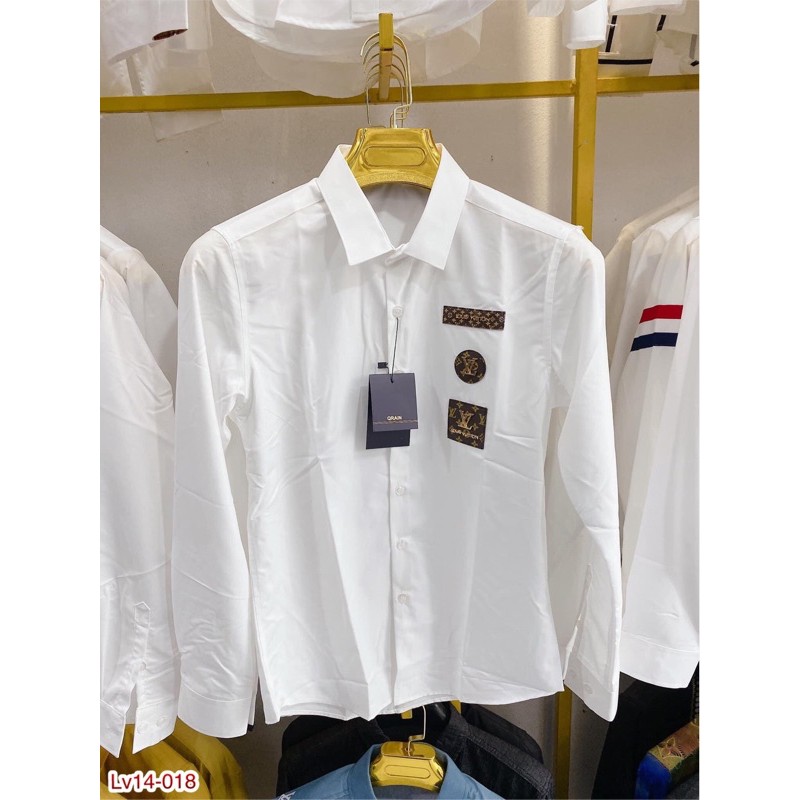 Sơ mi Trắng LV thêu logo - Sơ mi Trắng Nam