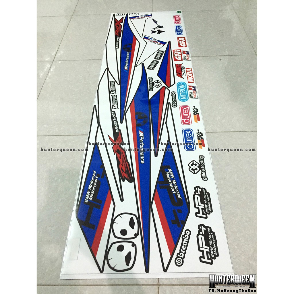 Tem rời xe WAVE RSX 2014. Mẫu tem HP4, dán xe đen. Chống nước, bền màu, sắc nét. Thay đổi theo yêu cầu. Chất lượng cao.