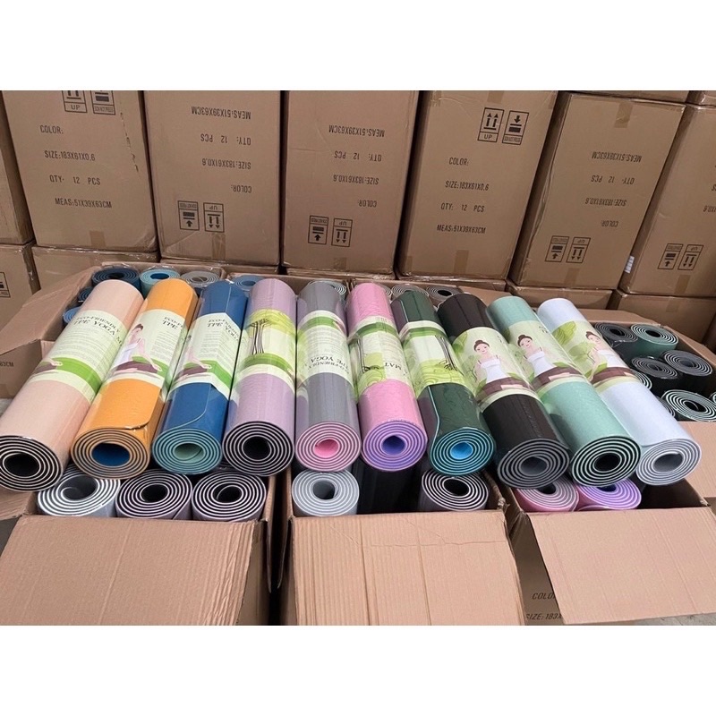 Thảm tập yoga, thảm tập gym CAO CẤP TPE chống trơn trượt dầy 6mm tiện lợi giá rẻ