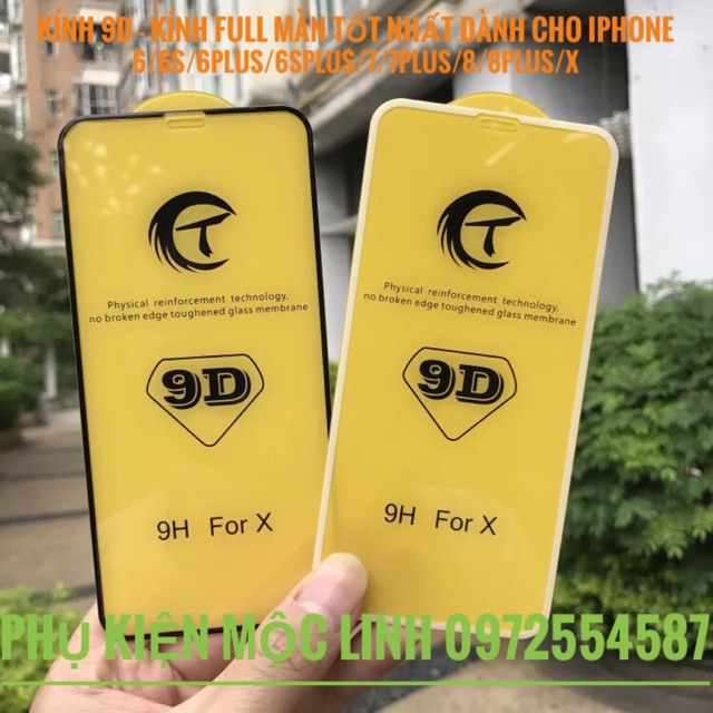 KÍNH 9D FULL MÀN NGUYÊN KHỐI PHIÊN BẢN MỚI NHẤT DÀNH CHO IPHONE 6 6s 6plus 6splus 7 7plus 8 8plus X