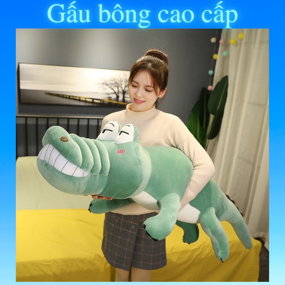 Gấu bông to Cá Sấu 🛡𝑯𝒂̀𝒏𝒈 𝑪𝒂𝒐 𝑪𝒂̂́𝒑🛡,gối ôm hình thú nhồi bông Cá Sấu mặt ngao siêu dễ thương 1m6/1m4/1m2