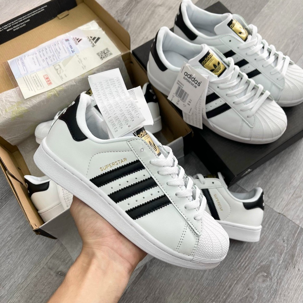 Giày thể thao superstar mũi sò tem vàng sọc đen trắng.Giày thể thao Sò A.DI.DAS đen trắng S.Cấp