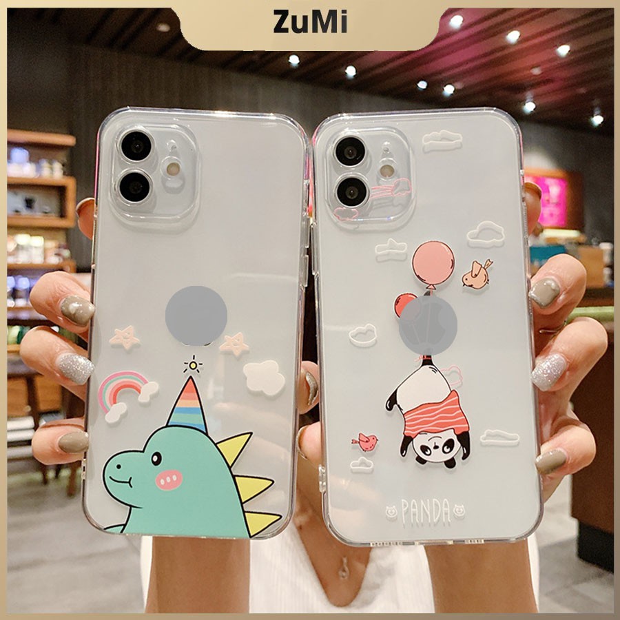 Ốp Iphone Ôp Đôi Trong Suốt In Hình Gấu Và Khủng Long Cho Iphone 14Promax Đến 7PLus-ZUMI STORE