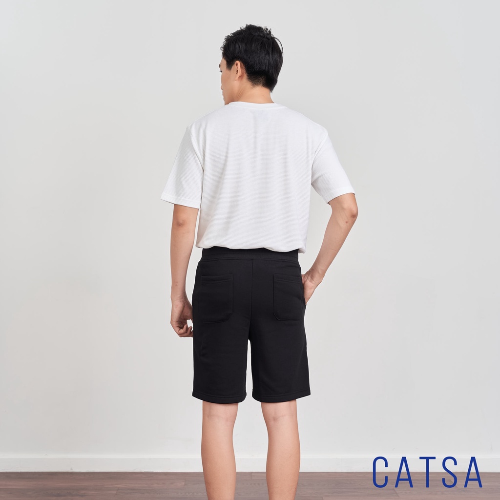 Quần short nam thun mềm mịn POWER màu đen trẻ trung phong cách Hàn Quốc CATSA QSJ061