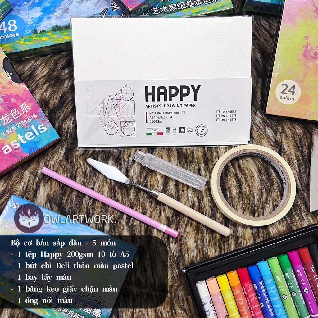 [CÚ TUYẾT] Màu Sáp Dầu Cá Voi Soft Oil Pastels Hạng Hoạ Sĩ 12/24/36/48