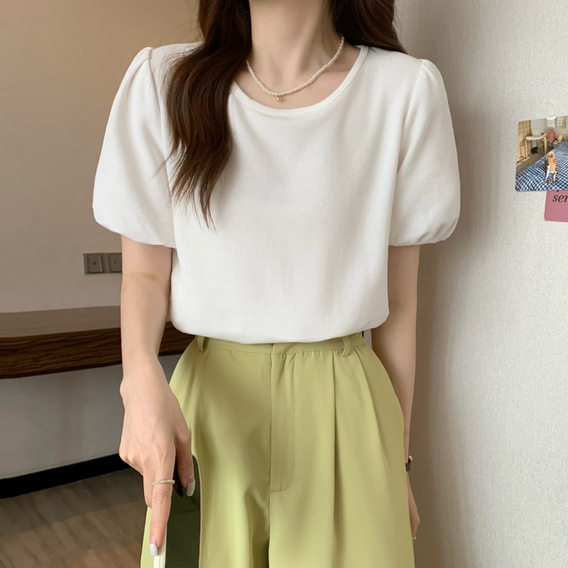 Áo Kiểu Cổ Tròn Tay Phồng Dáng Rộng Thời Trang Mùa Hè Cho Nữ