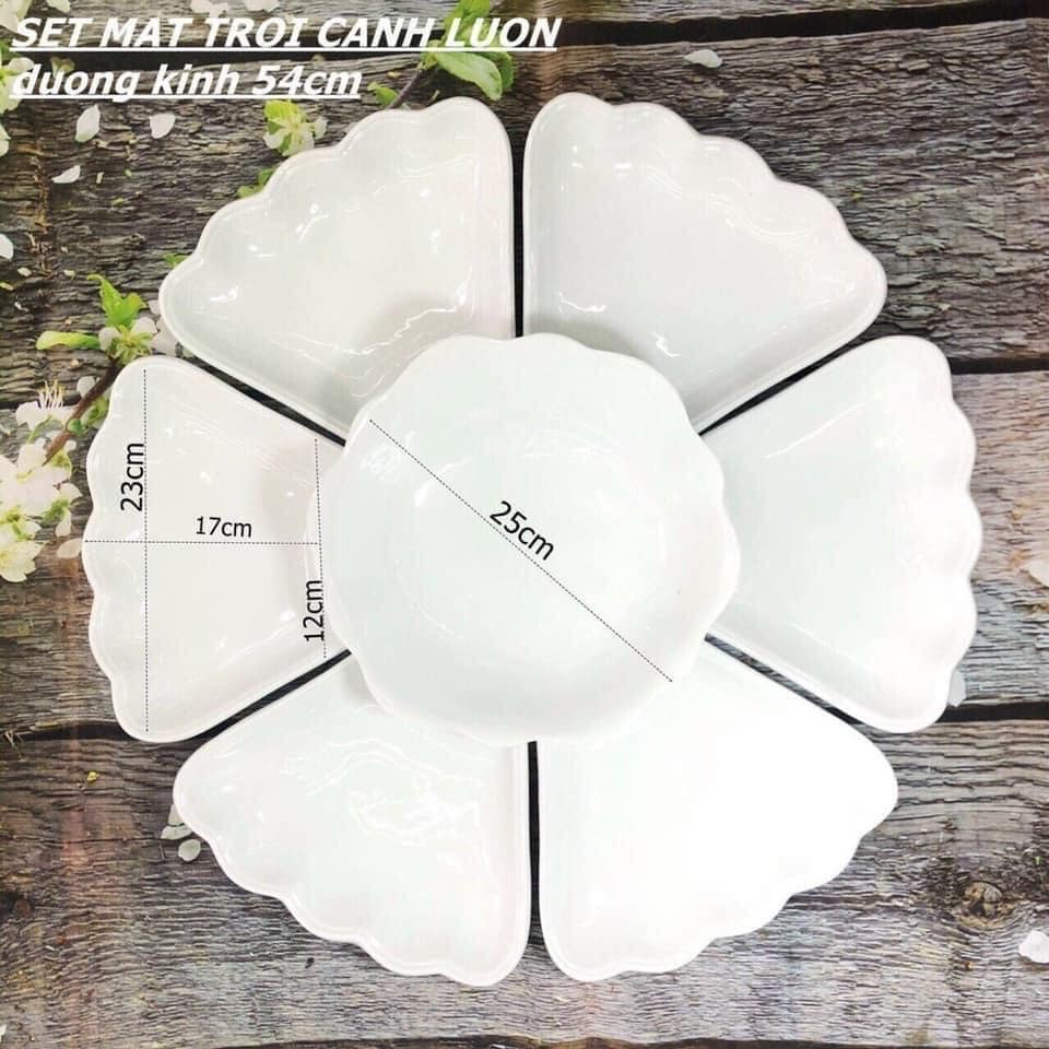 Bộ đĩa hoa mặt trời gốm sứ Minh Châu 6 cánh đẹp lung linh
